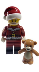 Santa, Dark Red Suit w/Teddy Bear BAM