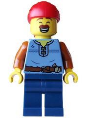 Pirate - Male, Sand Blue Vest, Dark Blue Legs, Red Bandana bdp252