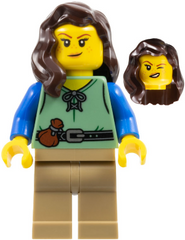 Shieldsmith - Female, Sand Green Vest, Dark Tan Legs, Dark Brown Hair over Shoulder cas587