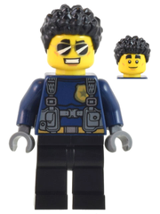 Police Officer - Male, Dark Blue Shirt with Harness, Black Legs, Black Coiled Hair, Sunglasses (Duke DeTain) cty1042