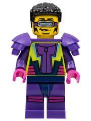 Stuntz Driver - Male, Dark Purple and Neon Yellow Jumpsuit, Dark Purple Shoulder Pads, Black Coiled Hair cty1487