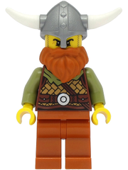 Viking Warrior - Male, Medium Nougat Leather Armor, Dark Orange Beard and Legs, Flat Silver Helmet vik038