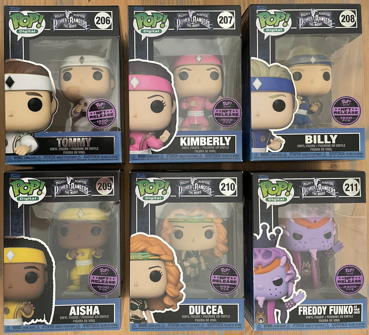 Funko Pop! Digital: Mighty Morphin Power Rangers The Movie - Complete Set of 6 (Tommy, Kimberly, Billy, Aisha, Dulcea & Freddy Funko as Ivan Ooze)