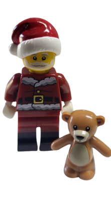 Santa, Dark Red Suit w/Teddy Bear BAM
