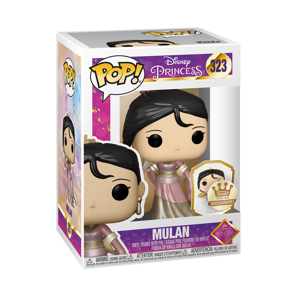 FUNKO POP! DISNEY MULAN (GOLD) ULTIMATE PRINCESS with PIN [FUNKO SHOP EXCLUSIVE] #323