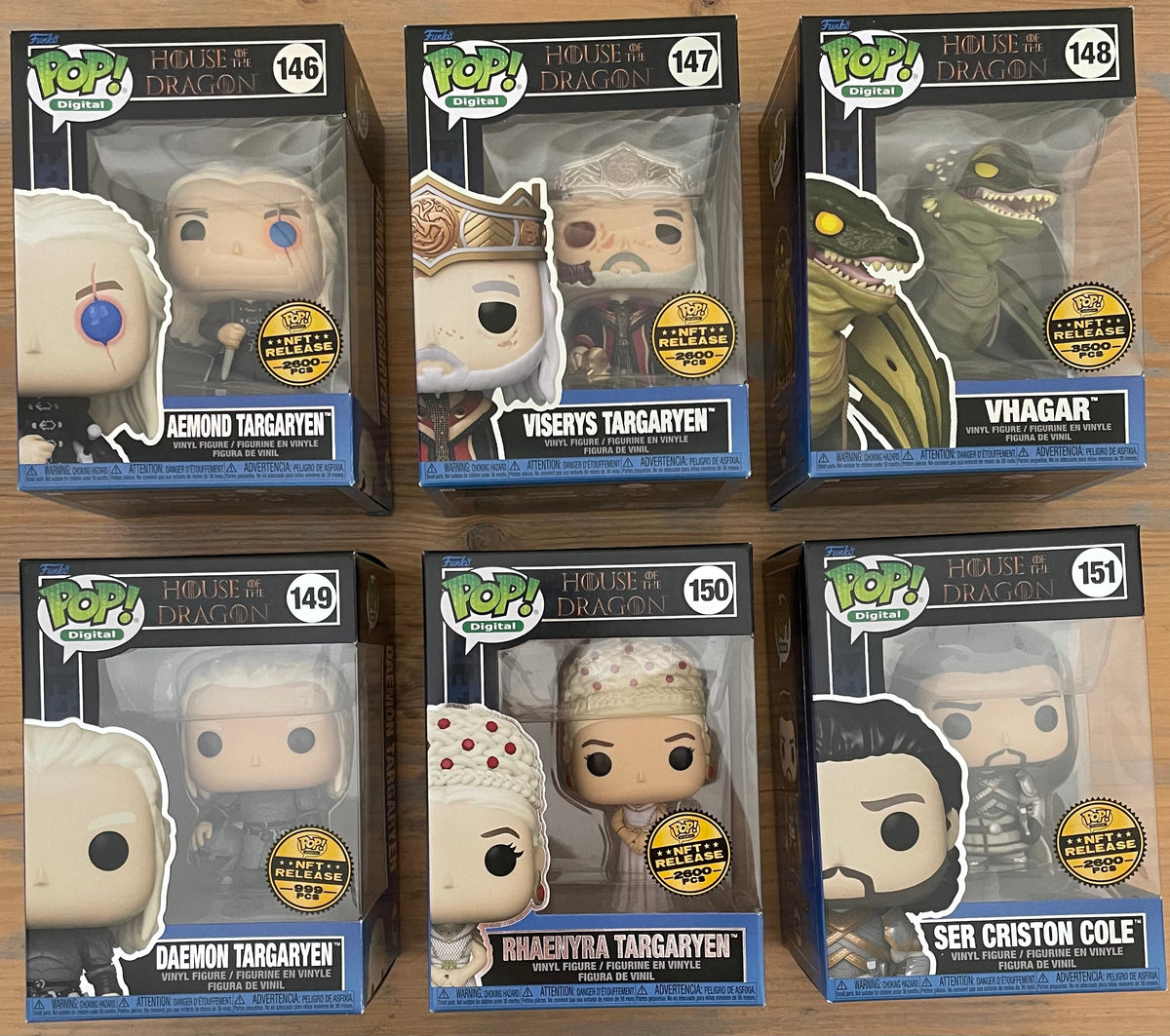 Funko Pop! Digital: House of the Dragon - Daemon, Vhagar, Rhaenyra, Viserys, Criston and Aemond (Set of 6)