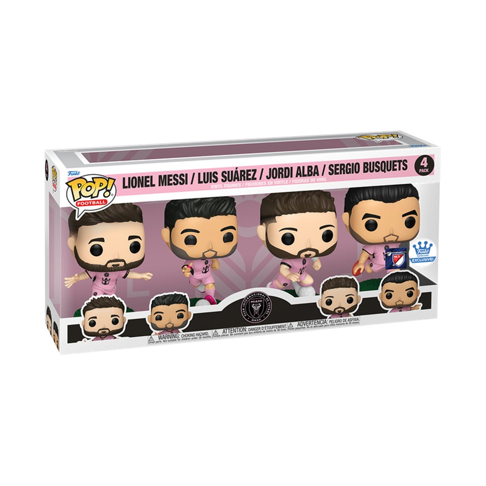 Funko Pop! Football: MLS Inter Miami CF - Lionel Messi, Luis Suárez, Jordi Alba & Sergio Busquets (Funko Exclusive) 4-Pack