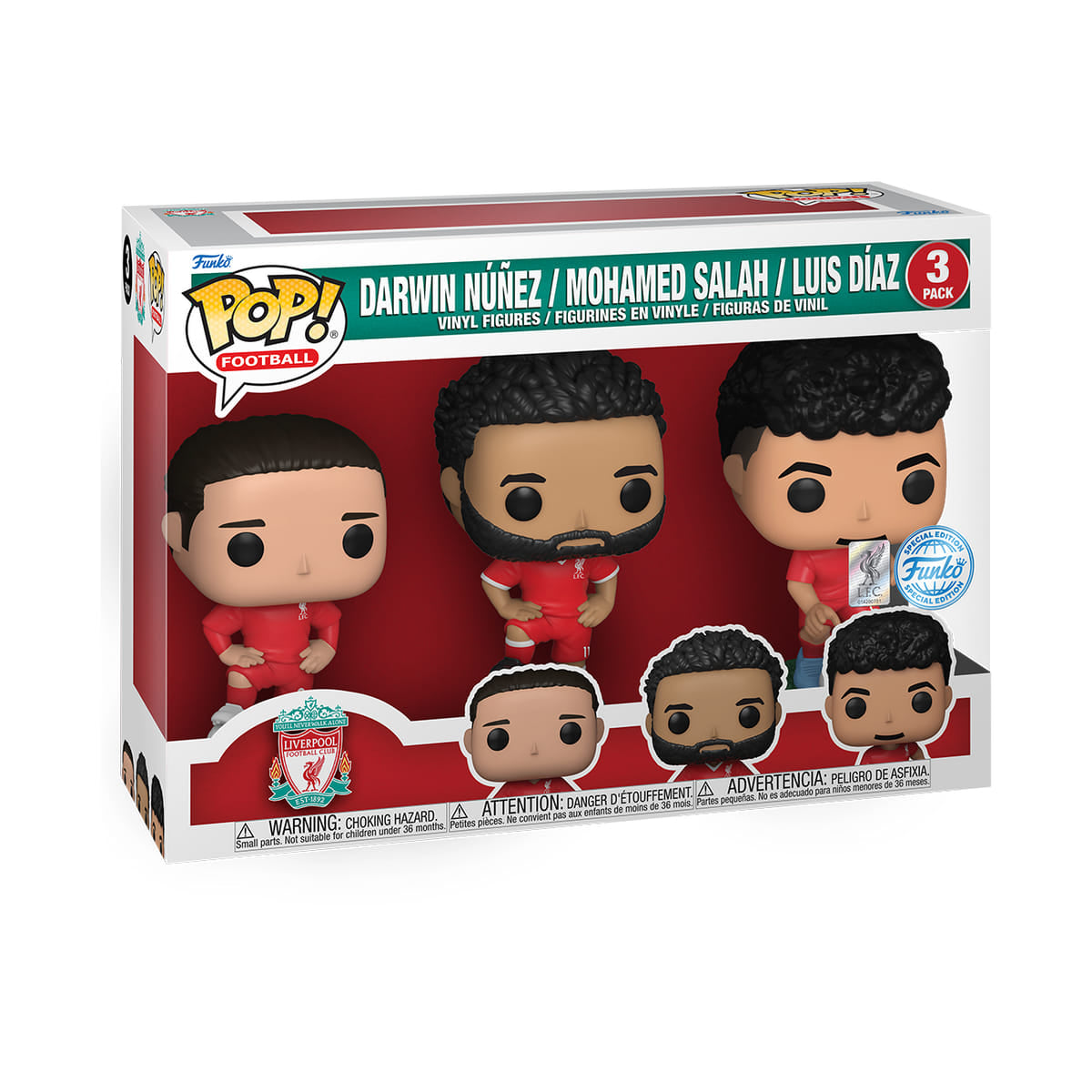 Funko Pop! Football: Liverpool - Darwin Nunez, Mohamed Salah & Luis Diaz  (Special Edition) 3-Pack