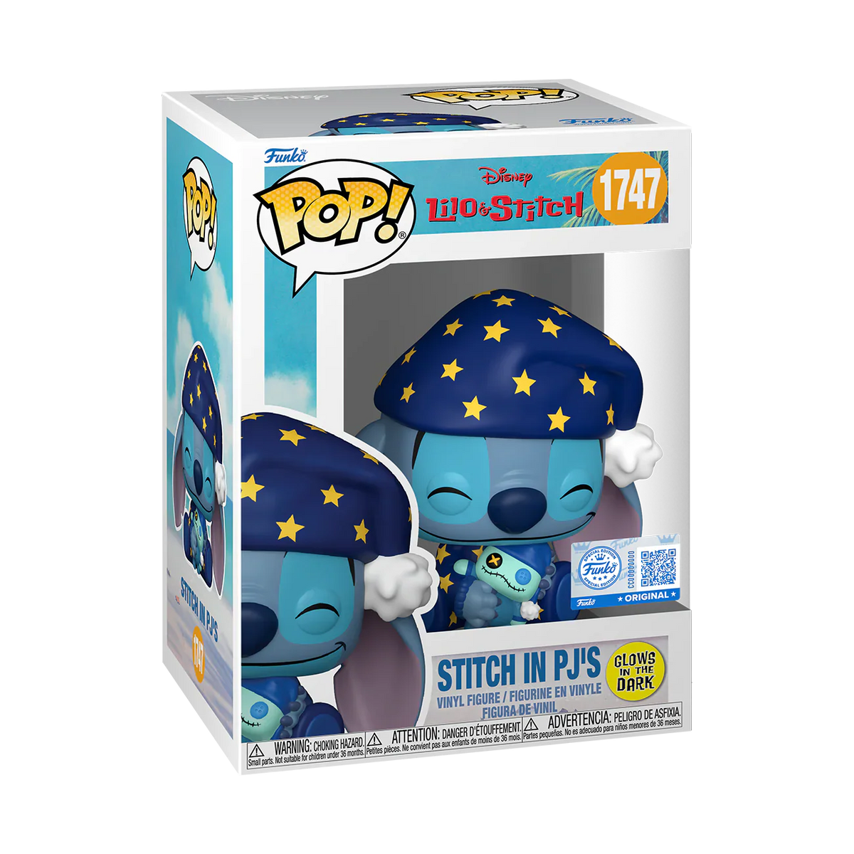 Funko Pop! Disney: Lilo & Stitch - Stitch In PJ's #1747 [Funko Special Edition - Glow-In-The-Dark (GITD)] *PREORDER*