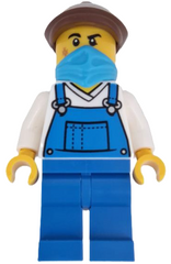 Wild West Train Stable Hand - Male, Blue Overalls, Blue Legs, Dark Azure Bandana, Reddish Brown Flat Cap adp196