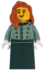 Wild West Train Passenger - Female, Sand Green Vest, Dark Green Skirt, Dark Orange Hair Over Shoulder adp201