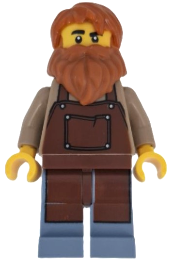 Wild West Train Boiler Stoker - Reddish Brown Apron, Dark Orange Beard adp203