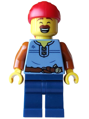 Pirate - Male, Sand Blue Vest, Dark Blue Legs, Red Bandana bdp252