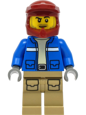 Wildlife Rescue Explorer - Male, Blue Jacket, Dark Red Helmet, Dark Tan Legs with Pockets, Beard cty1294
