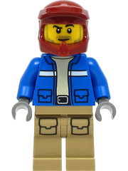 Wildlife Rescue Explorer - Male, Blue Jacket, Dark Red Helmet, Dark Tan Legs with Pockets, Beard cty1294