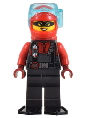 Police - Crook, Female, Red and Pearl Dark Gray Diving Suit, Black Flippers, Red Helmet and Air Tanks, Trans-Light Blue Diver Mask (Betsy Bass) cty1448