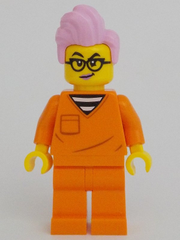 Police - City Jail Prisoner Female, Orange Prison Jumpsuit, Bright Pink Hair, Black Glasses cty1702