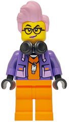 Police - City Jail Prisoner Female, Orange Prison Jumpsuit, Dark Purple Jacket, Black Headphones, Bright Pink Hair, Black Glasses cty1749