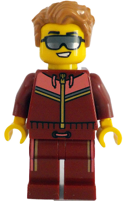 Tram Passenger - Male, Dark Red and Coral Jogging Suit, Medium Nougat Hair, Sunglasses cty1784