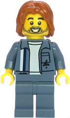 Scrapyard Worker - Male, Sand Blue Mechanic Uniform over White Shirt, Sand Blue Legs, Dark Orange Mid-Length Tousled Hair, Stubble cty1858