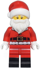 Santa - Fur Lined Jacket with 2 Dark Red Creases on Back, Red Legs with Black Boots, Santa Hat with Molded Red Top hol362