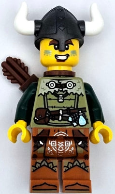 Viking Archer - Male, Olive Green Tunic, Dark Orange Legs with Loincloth, Pearl Dark Gray Helmet, Quiver idea168