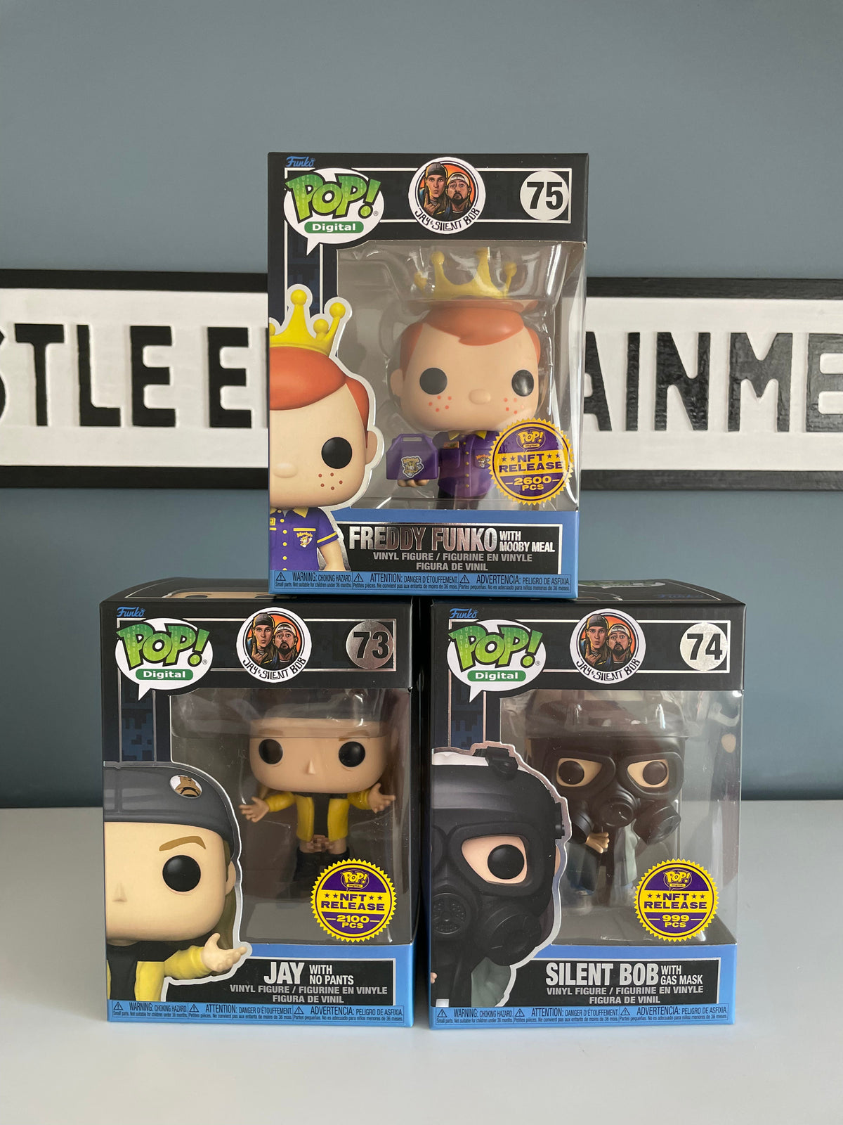 Funko Pop! Digital: Jay and Silent Bob - Complete Set of 3 (Jay with No Pants, Silent Bob with Gas Mask & Freddy with Mooby Meal)