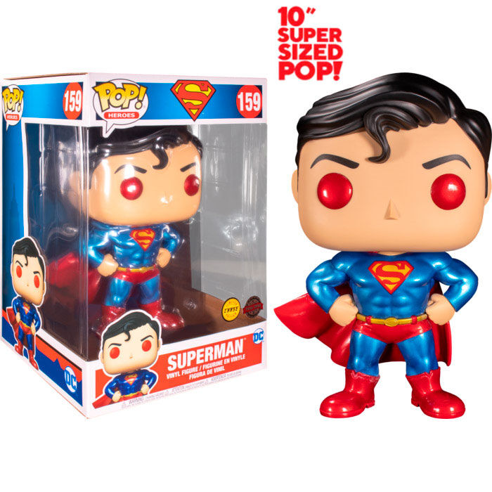 Funko Pop! Heroes #159 - Superman (10 inch Super-sized Special Edition) [CHASE EDITION - METALLIC, RED EYES]