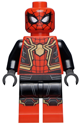 Spider-Man - Black and Red Suit, Large Gold Spider, Gold Knee Trim (Integrated Suit) sh0778