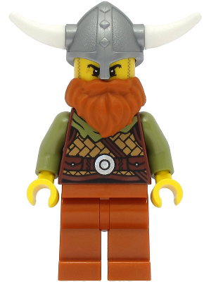 Viking Warrior - Male, Medium Nougat Leather Armor, Dark Orange Beard and Legs, Flat Silver Helmet vik038