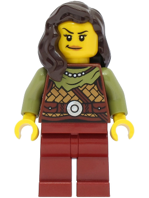 Viking Warrior - Female, Leather Armor, Dark Red Legs, Dark Brown Hair vik041